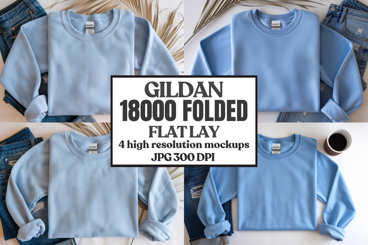 Gildan 18000 Sand Folded Flat Lay Mockups