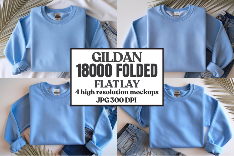 Gildan 18000 Sand Folded Flat Lay Mockups