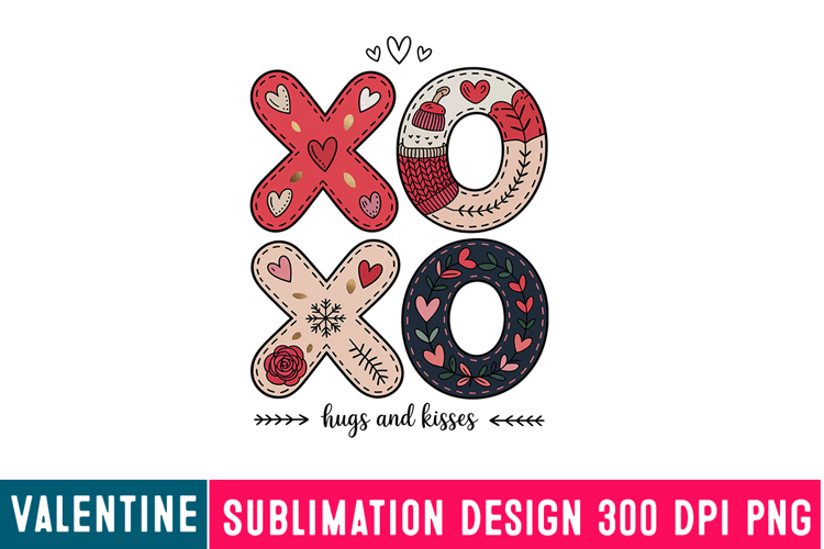 XOXO HUGS AND KISSES Sublimation,Happy Valentines Day PNG