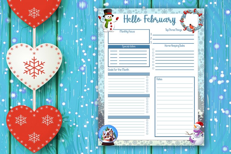 Monthly Planner, Hello February, Monthly Organizer, SALE