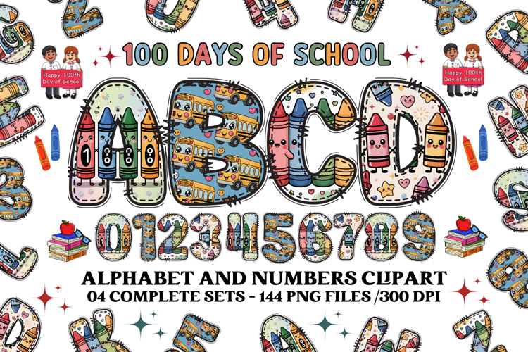 Back to School Alphabet png, letters doodle, school clipart