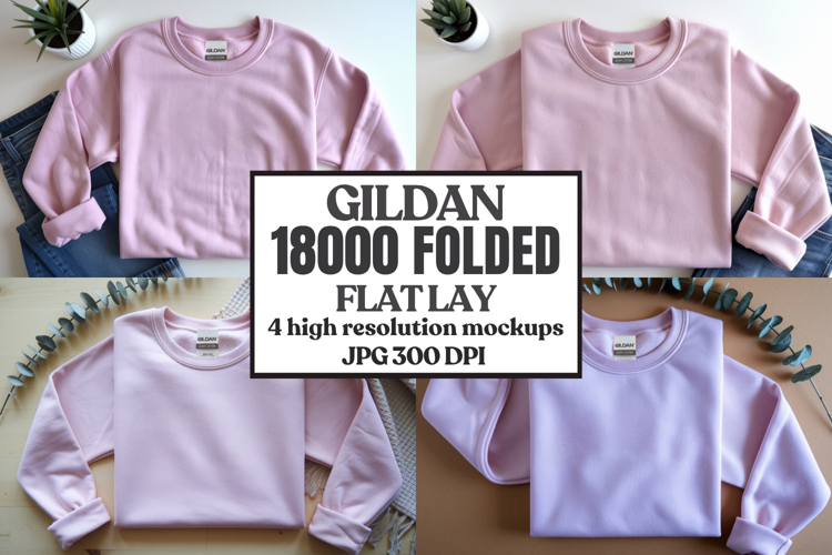 Gildan 18000 Sand Folded Flat Lay Mockups