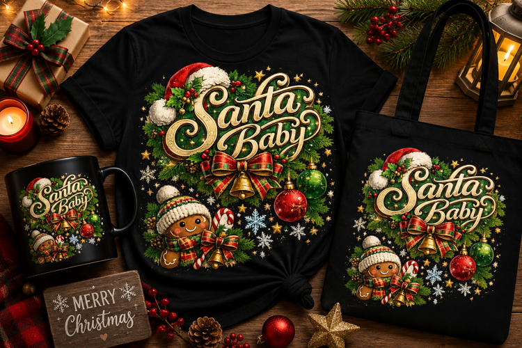 Santa Baby Christmas PNG | Cute Gingerbread Holiday Sublimat