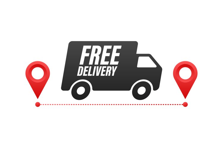 Free delivery. Badge with truck. Vector stock illustrtaion example image 1