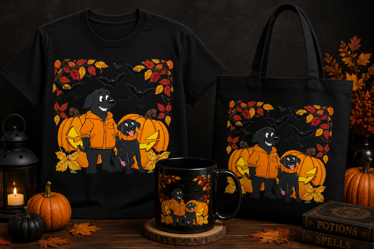 Halloween Dog Dad PNG | Black Dogs Pumpkin Fall Clipart