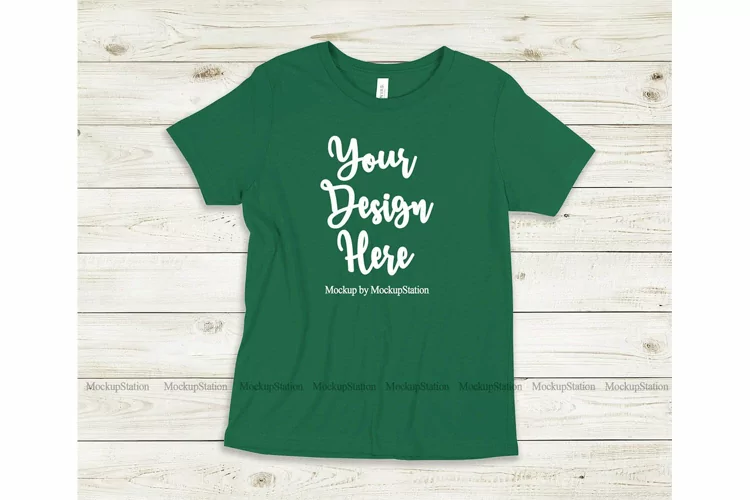 Kids Kelly Tshirt Mockup, Youth Shirt Bella Canvas 3001Y