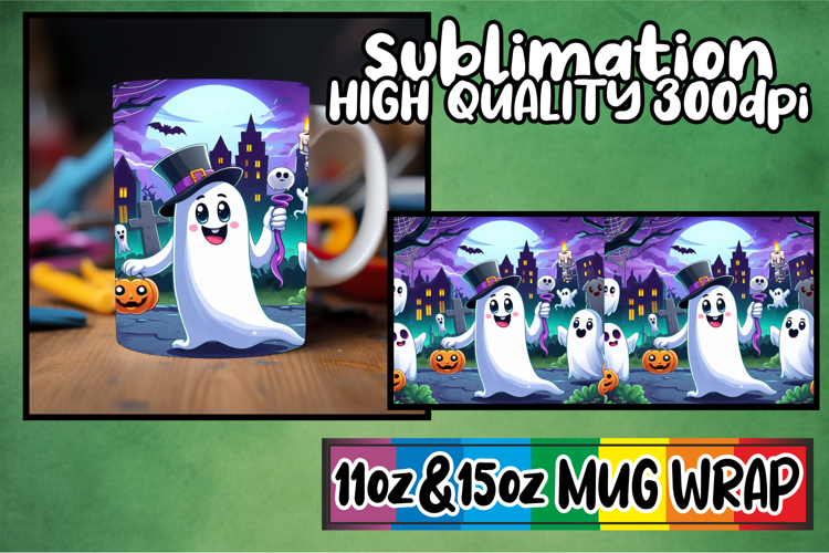 Joyful whispers 11oz 15oz sublimation wrap, Ghost
