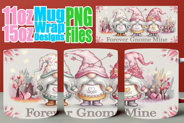 Pure joy 11oz 15oz sublimation wrap, Love Gnome