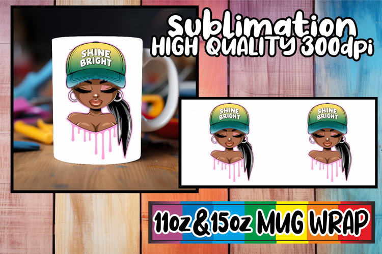 Happy vibes 11oz 15oz sublimation wrap, Black Woman