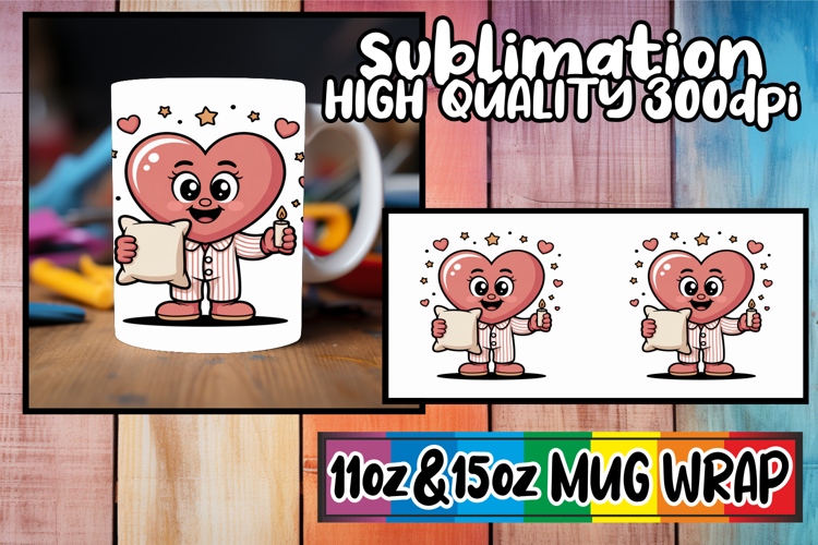 Happy hearts 11oz 15oz sublimation wrap, Valenines Heart