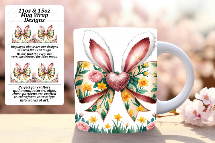 Fashionable 11oz Mug Wrap Png , Easter Bunny