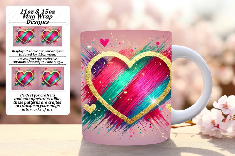 Sophisticated 15oz Png Mug Wrap , Heart