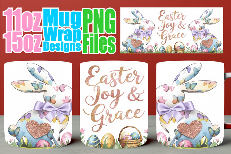 Wholesome escapes 11oz 15oz sublimation wrap, Easter Bunny example image 1