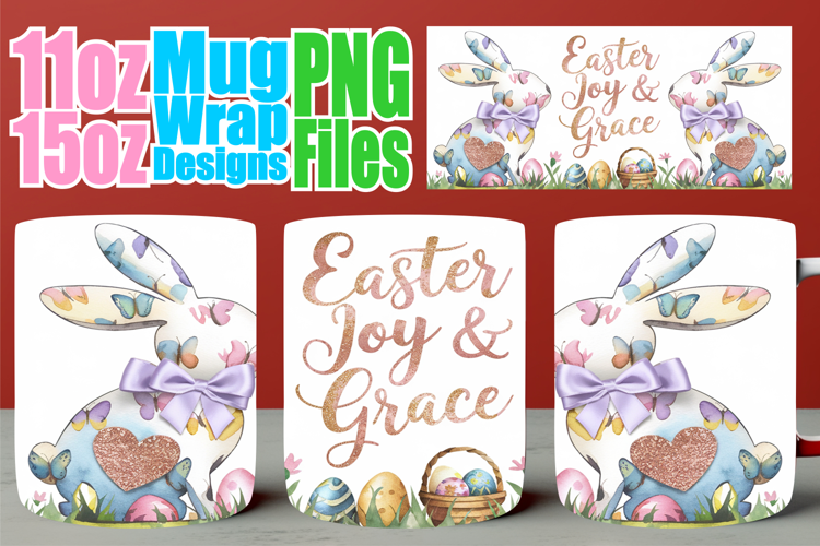 Wholesome escapes 11oz 15oz sublimation wrap, Easter Bunny