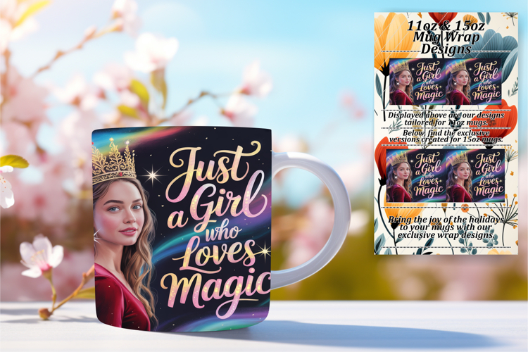 Chic 15oz Mug Wrap Png Design , Just A Girl