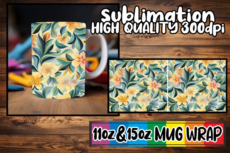 Springtime Abstract Swirl Mug Wrap 11oz 15oz Sublimation