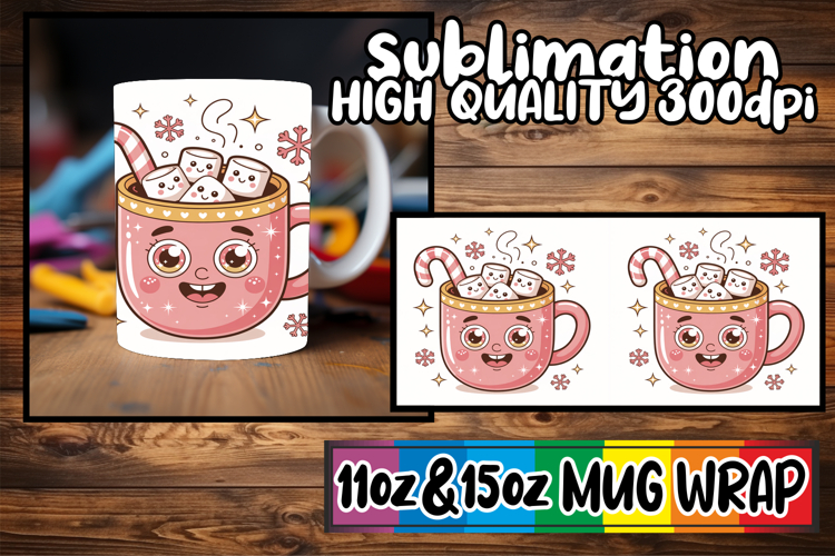 Serene sunsets 11oz 15oz sublimation wrap, Cute Christmas