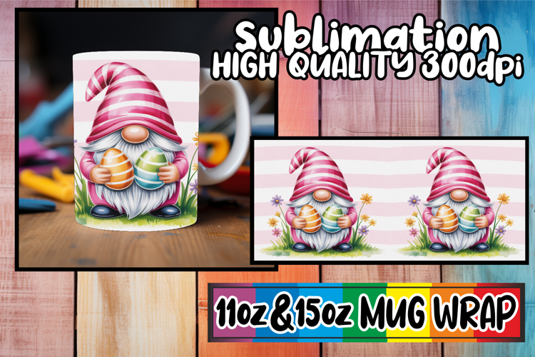 Luminous moments 11oz 15oz sublimation wrap, Easter Gnomes example image 1