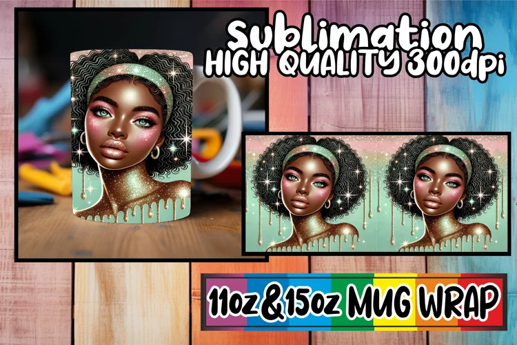 Radiant adventures 11oz 15oz sublimation wrap, Afro Girl