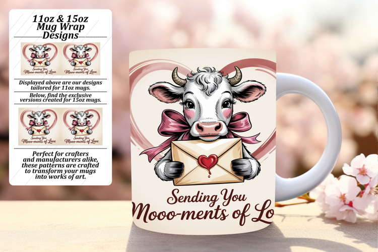 LUSH 15oz PNG Mug Wrap Template , Cute Cow