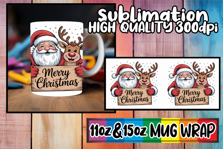 Blissful moments 11oz 15oz sublimation wrap, Funny Santa