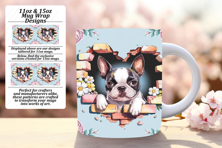 Fun 15oz Mug Wrap Png Template , Cute Dog