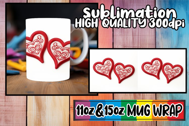 Romantic 3D Love Pattern Mug Wrap - Sublimation 11oz/15oz