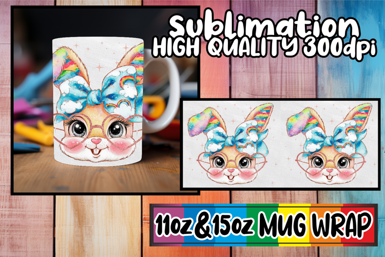 Serene beauty 11oz 15oz mug wrap, Easter Bunny