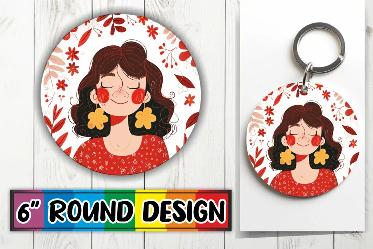 Elegant Floral Portrait Round Design PNG