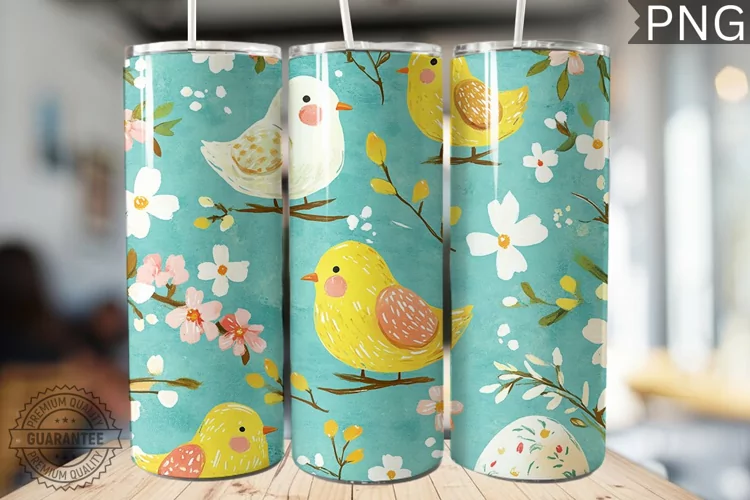 Spring Easter Tumbler Wrap - High Quality 300 Dpi