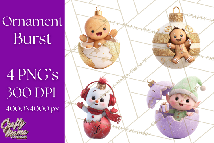 Christmas Ornament Clipart PNG Cute Holiday Illustrations