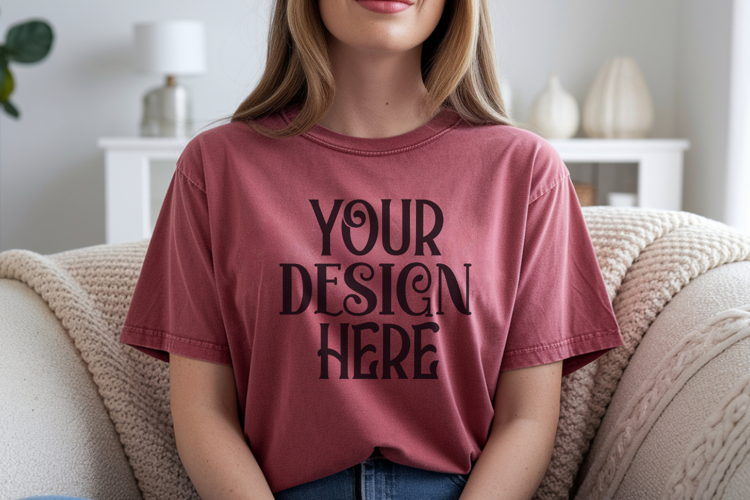 Crimson Comfort Colors 1717 T-shirt Mockups,1717 Mockups