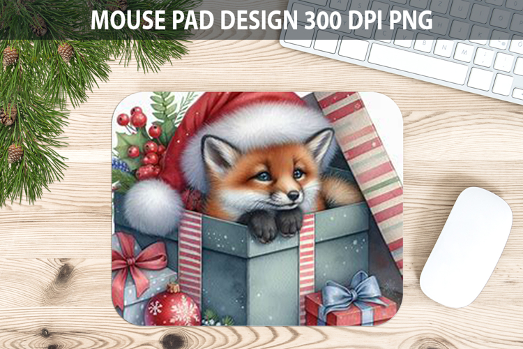 Fox Mouse pad Sublimation - Christmas Animal PNG Design