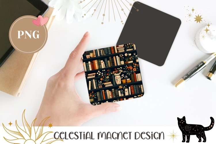 Cartoon Books Magnet Print, Cartoon Flowers Magnet Design