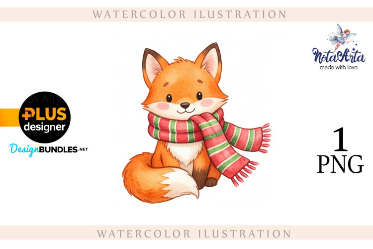 Illustration of a cute Christmas fox example image 1
