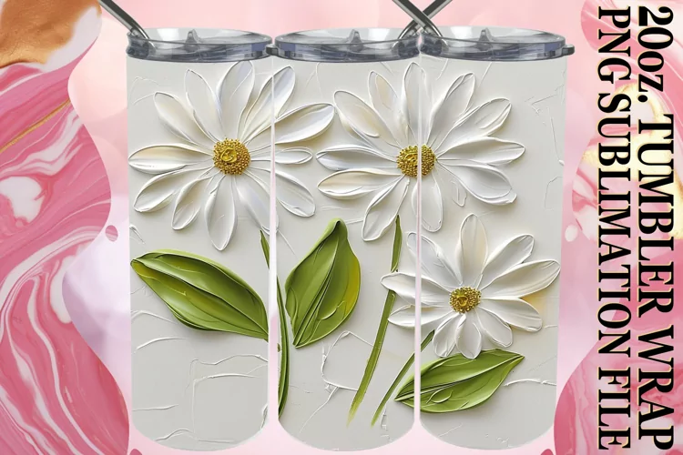White Blossom Euphoria: 3D Tumbler Sublimation