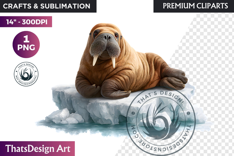 Walrus Watercolor Arctic Winter Animal Clipart Wildlife