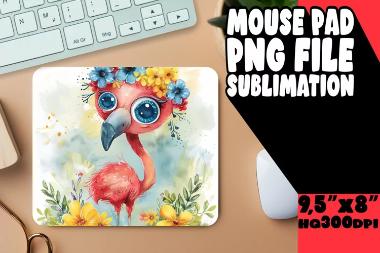 Spring Flamingo Mouse Pad with Flowers