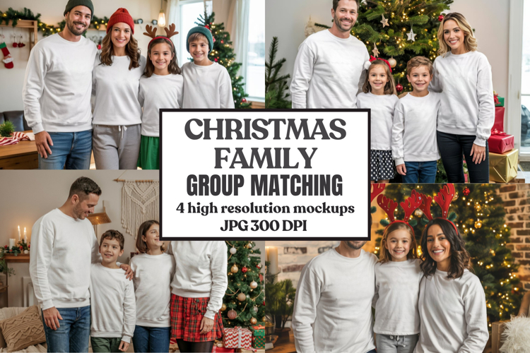 Christmas Family Matching T-Shirt Mockups | Holiday Group