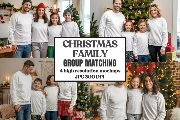 Christmas Family Matching T-Shirt Mockups | Holiday Group