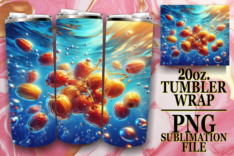 Radiant Thoughts 20oz tumbler wrap, 3D Fruits