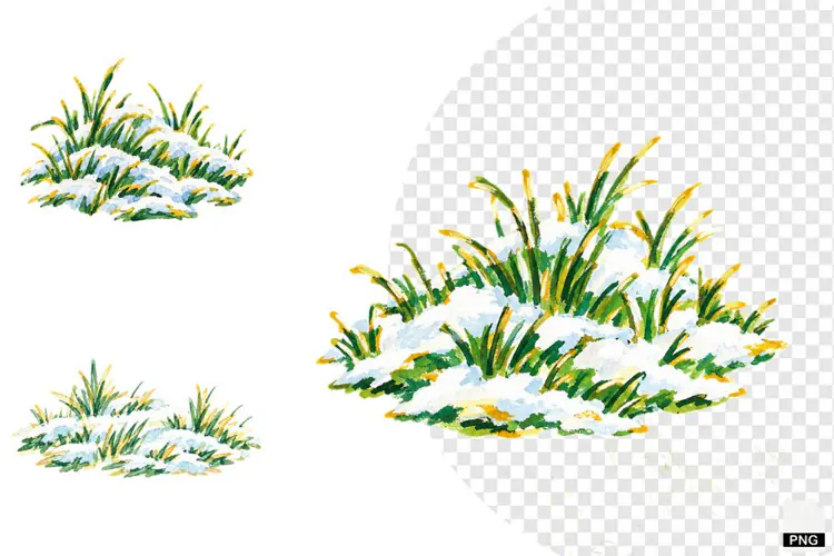 Winter Snowy Grass Clipart