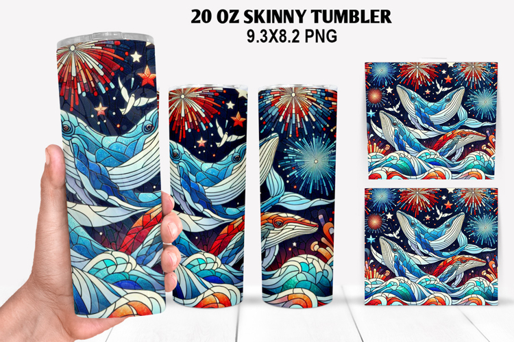 Dolphins Skinny Tumbler 20oz Wrap Design,4th of july Tumbler