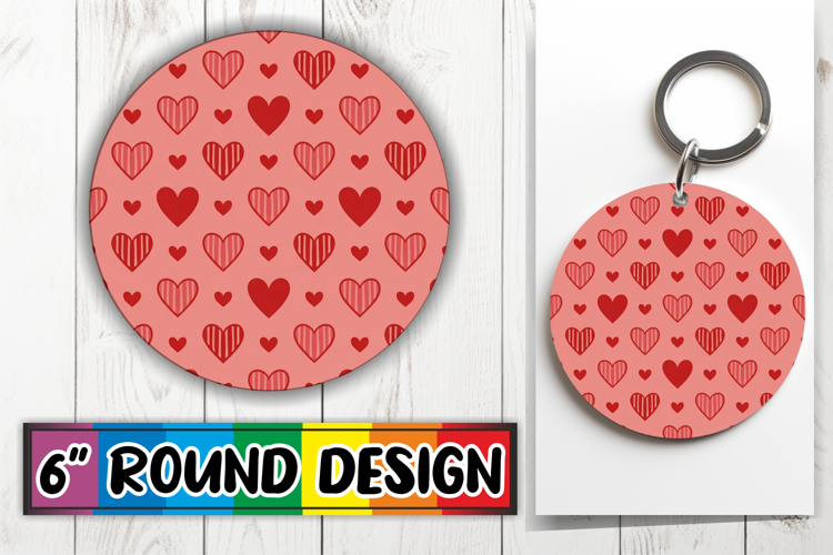 Enchanted Keychain Circle Style, Valentines Pattern