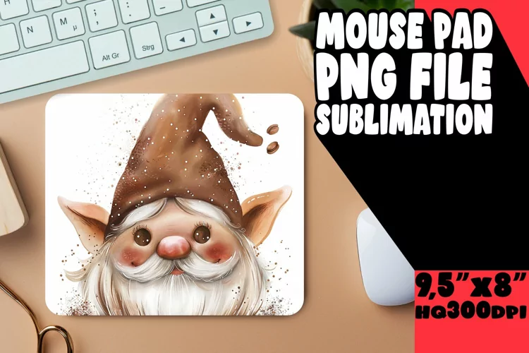 Sweet Serenity: Watercolor Gnome Mouse Pad Design