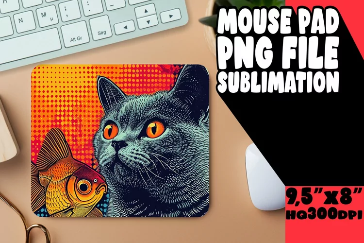 Cheerful Cat Design Mouse Mat