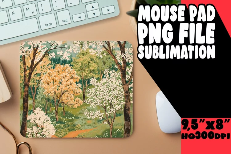 Spring Blossoms: Tree Pattern Mouse PaSpringtime Arboreal Se
