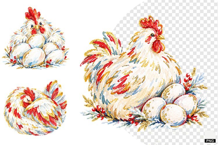 Christmas Chicken Coop Clipart example image 1