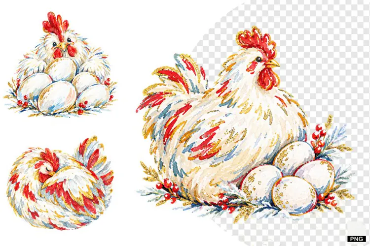Christmas Chicken Coop Clipart