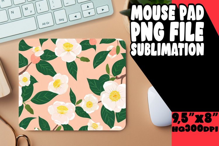 Watercolor Spring Blossom Mouse Pad Design PNG